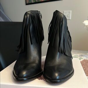 Black Fringe Ankle Boots